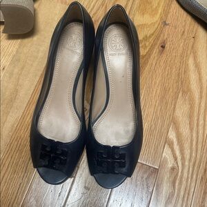 Tory Burch navy Peep-Toe Heels